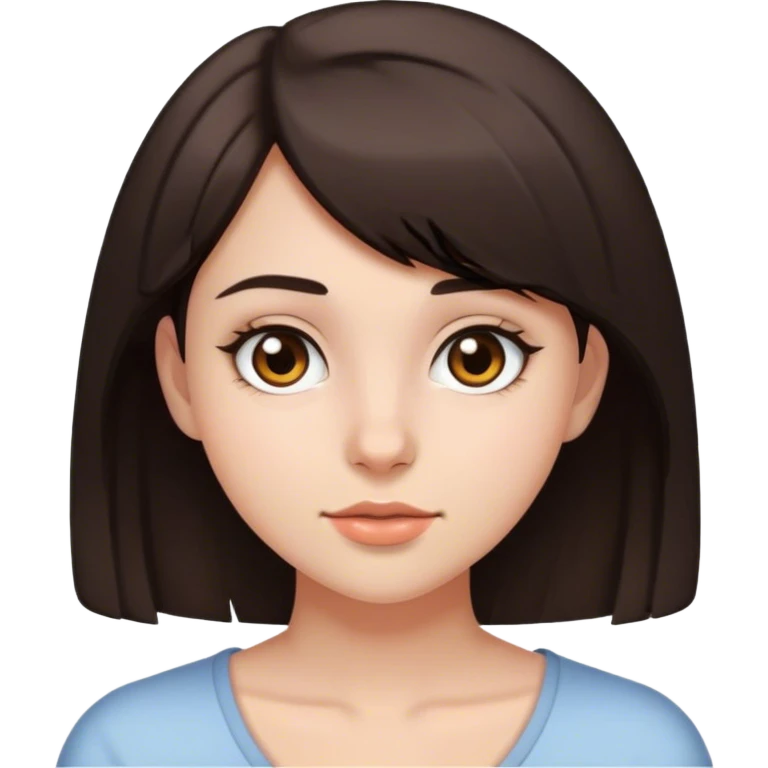 A 21 year old girl with short dark brown hair and brown eyes emoji