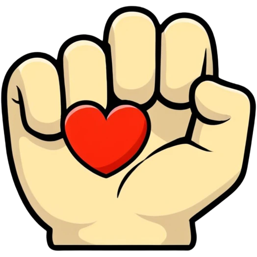 fist icon with a small heart floating above it, clean and modern emoji
