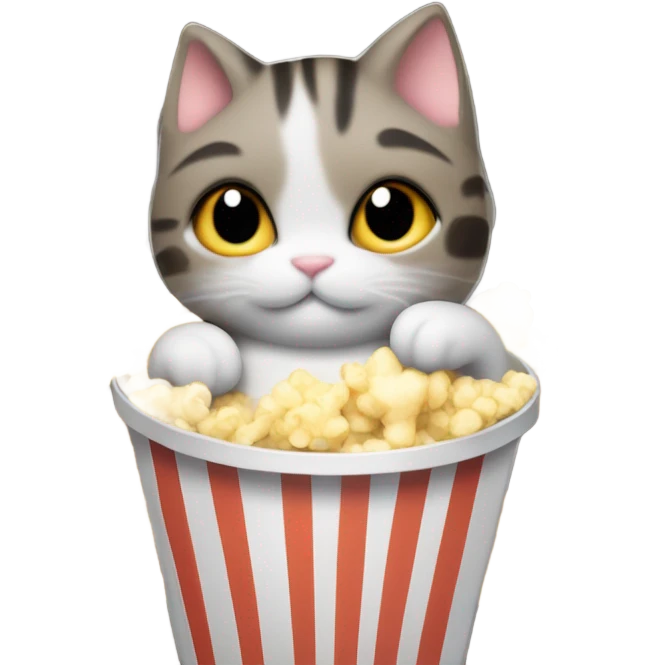 Cat in a popcorn bucket emoji