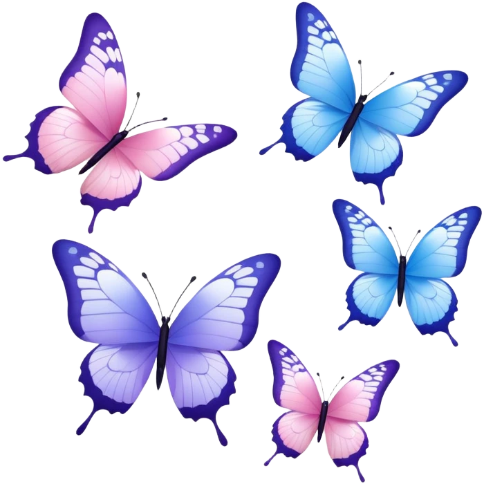 Light pink, blue and purple butterfly’s emoji
