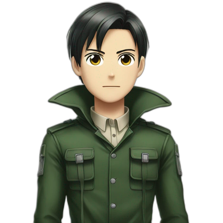 handsome Levi of Attack titan wears forest-green clothes emoji