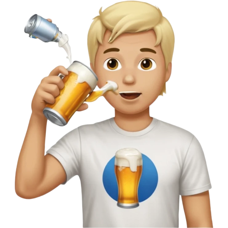 Guy chugging a canned beer emoji