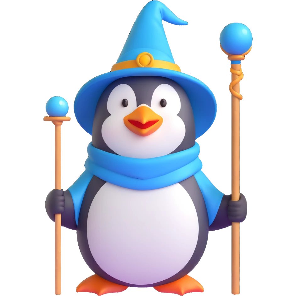 A penguin wizard emoji