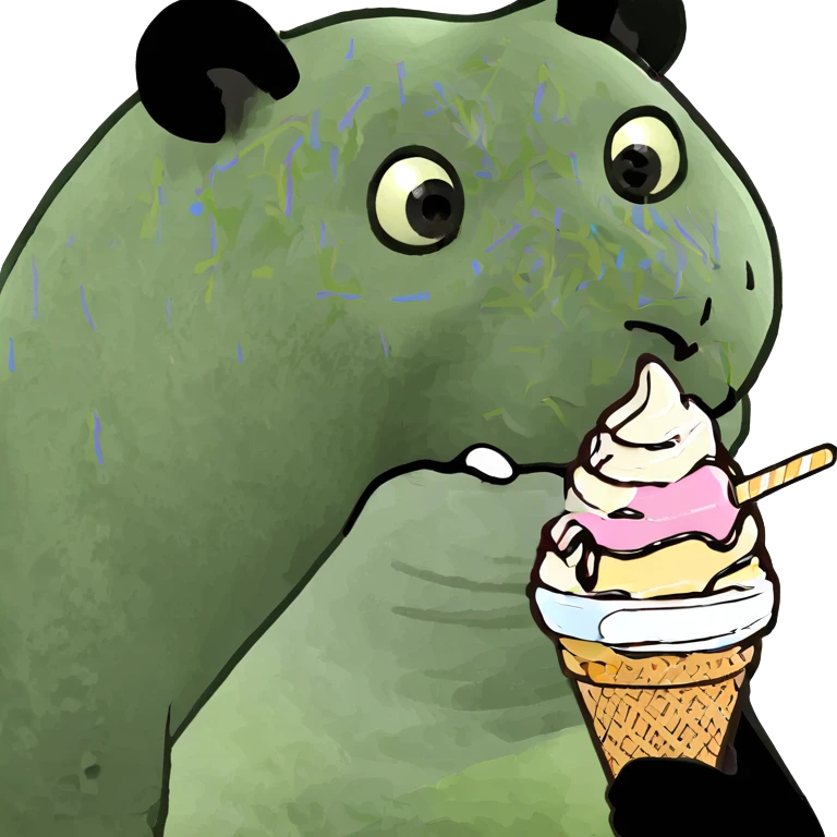 Panda eating ice cream emoji