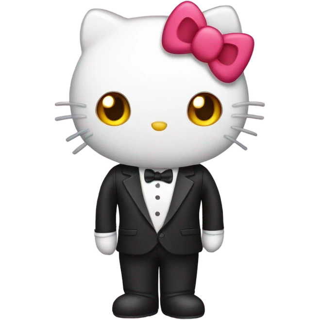 realistic hello kitty wearing a tuxedo emoji