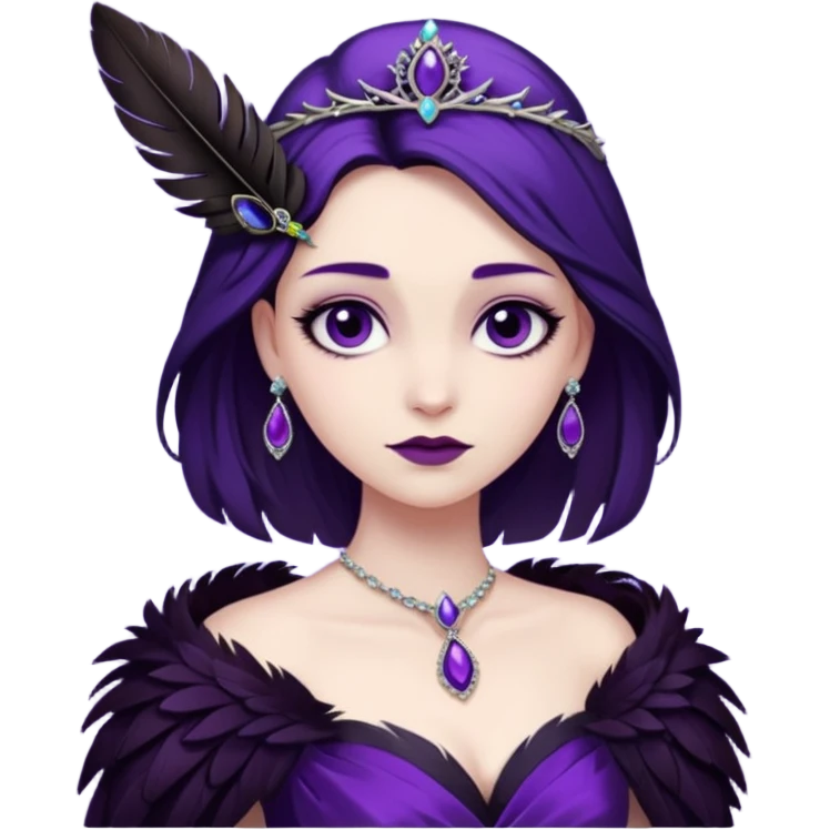 Raven Princess – feather brooch + plum gown,Shadow Princesses. emoji