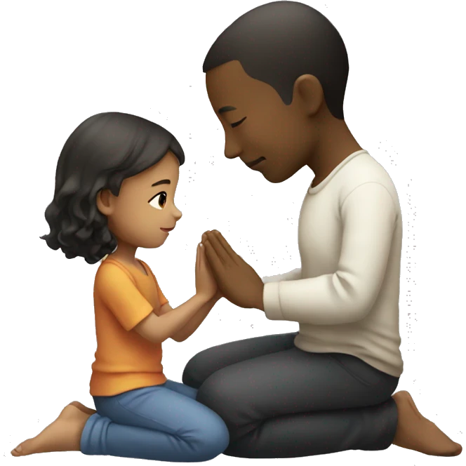 a small girl praying to her father in respect emoji