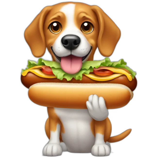 hot dog sandwich with dog emoji
