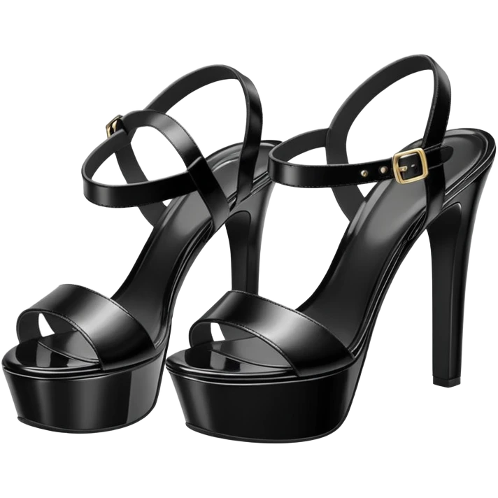 ultra realistic shiny black leather platform sandals emoji