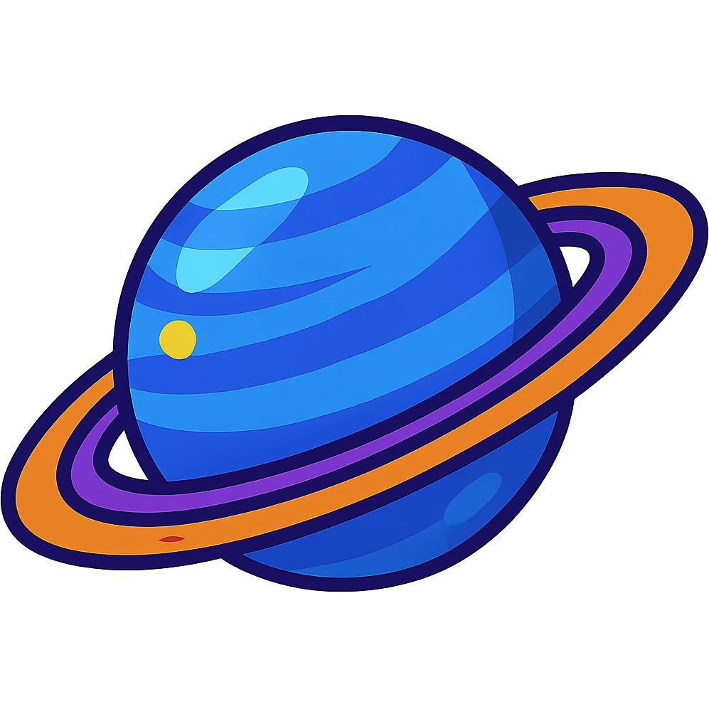 the planet Neptune with its rings, stylized, vibrant colors, no text, cartoon style emoji