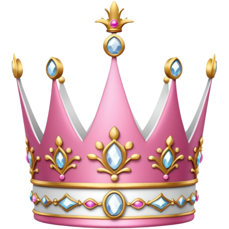 glitter pink and white queen crown emoji
