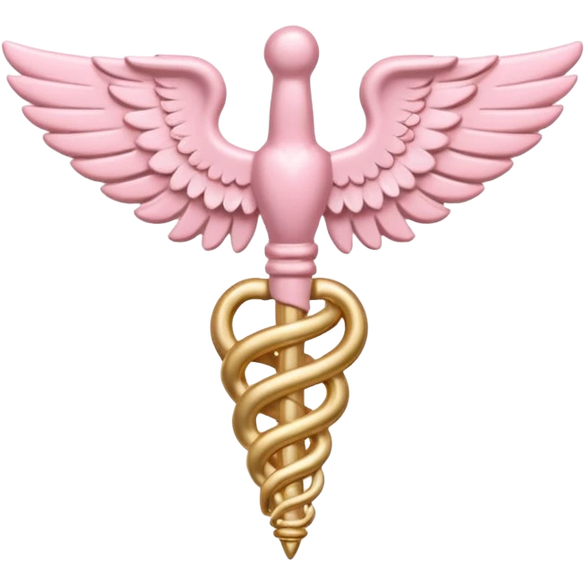 Caduceus symbol, soft pastel pink, iOS emoji style, variation 4 emoji