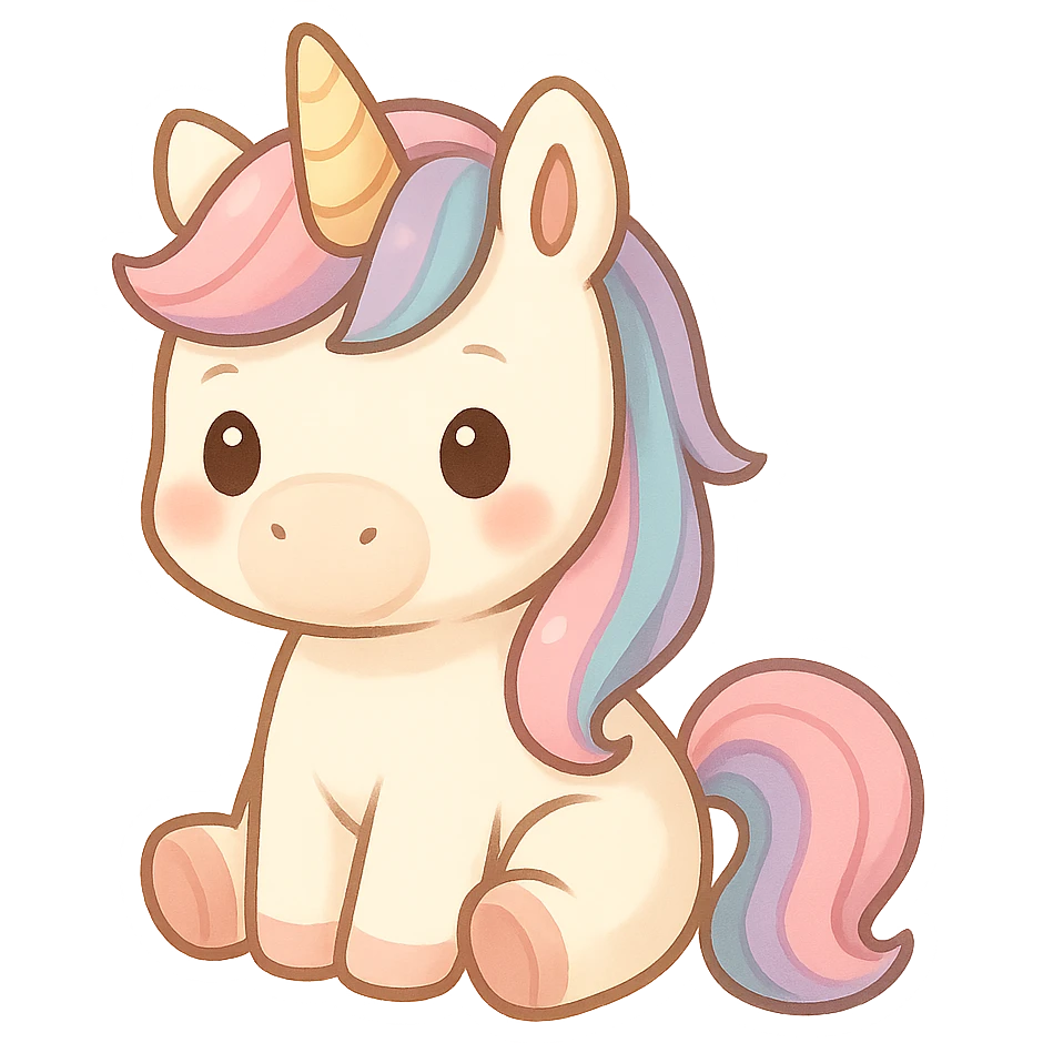 unicorn, chibi stickers style emoji