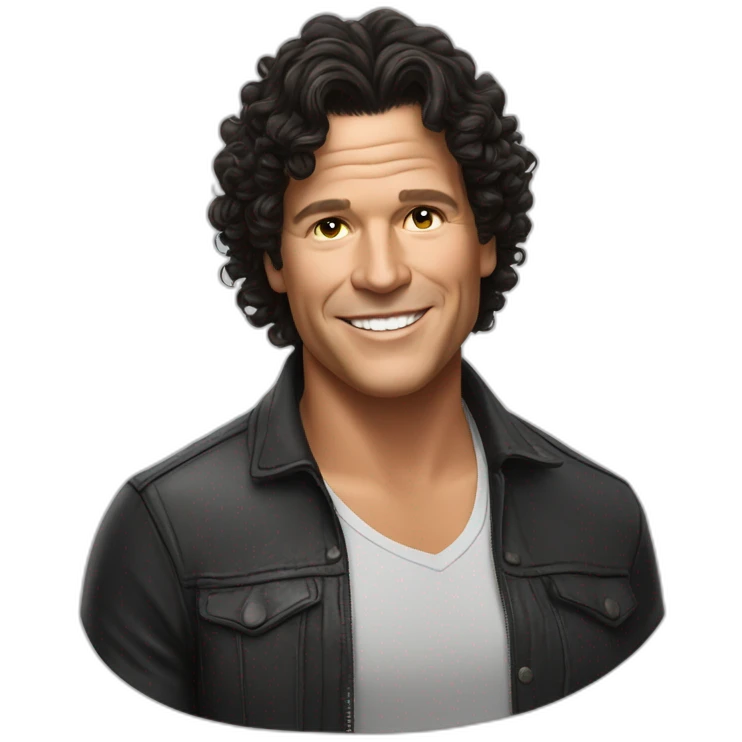 Carlos Vives with Colombian woman of 30's with short curly black hair emoji