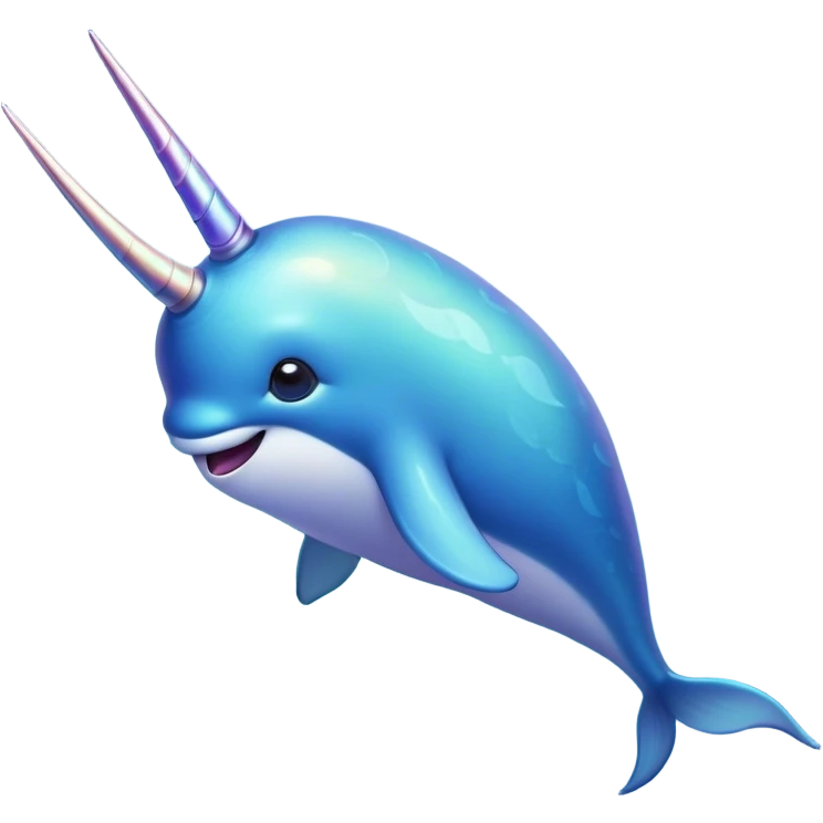 Cinematic Noble Narwhal Portrait Emoji, Poised and regal, with a sleek, iridescent body and a distinctive spiraled tusk, deep-set soulful eyes reminiscent of the ocean depths, Simplified yet sharp and sophisticated features, highly detailed, glowing with a soft, mystical glow, high shine, intelligent and enigmatic, stylized with an air of mythical allure, focused and graceful, soft glowing outline, capturing the essence of a watchful and confident sea unicorn that feels as though it could step out of the screen with effortless authority! emoji