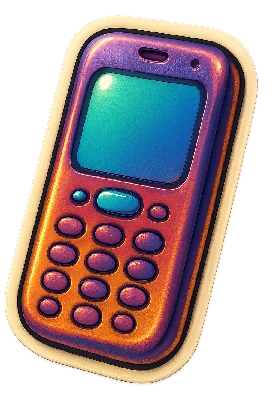 A smartphone sticker in retro stickers style, with a vintage design and a retro vibe emoji