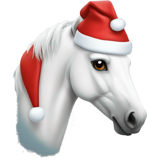 White Horse wearing a santa hat emoji