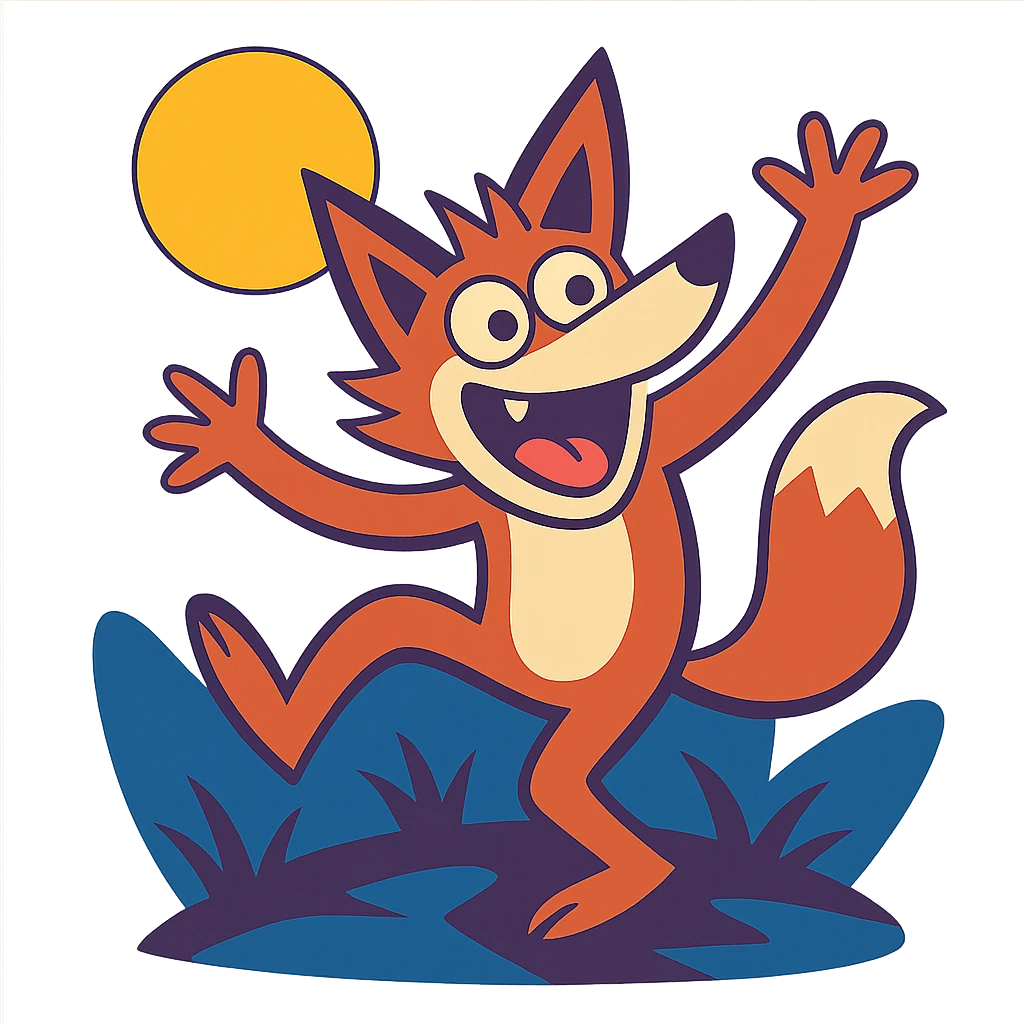 crazy fox dancing under moonlight emoji