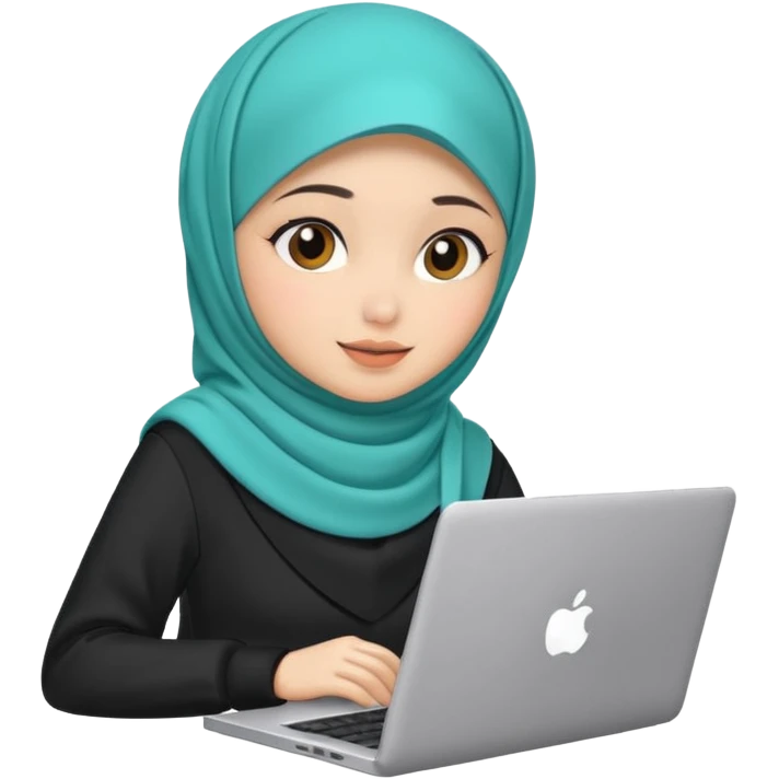 hijab cute girls with labtop emoji