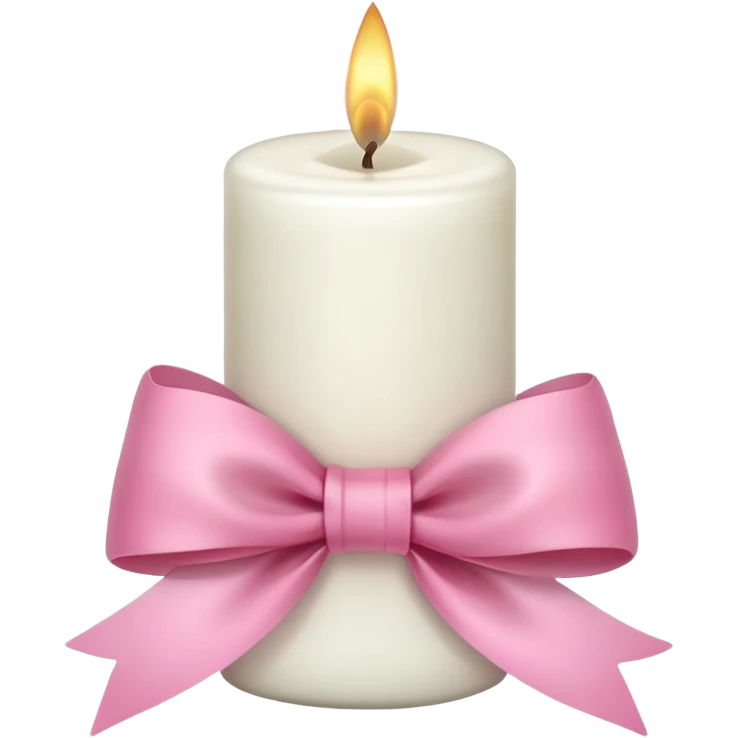 white candle with a peony bow emoji