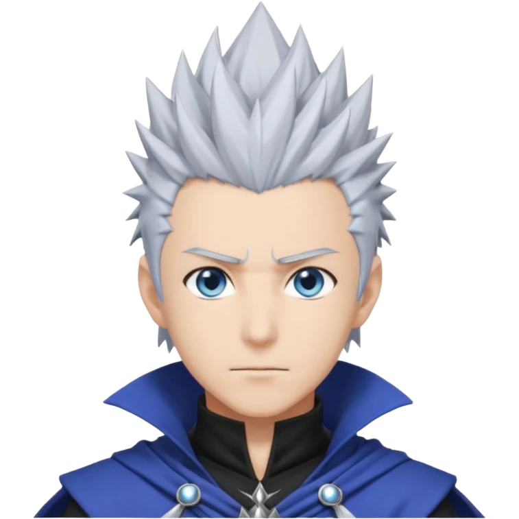 "Satoru Gojo, male anime character, spiky silver hair, blue eyes or blindfold, black sorcerer outfit, tall and athletic, confident pose, anime style, dramatic lighting." emoji