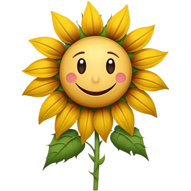 drooping sunflower with brown wilted petals and bent green stem, inspired by the iOS wilted rose emoji style emoji