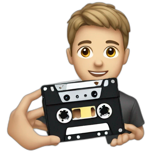 boy with cassette in his hand emoji