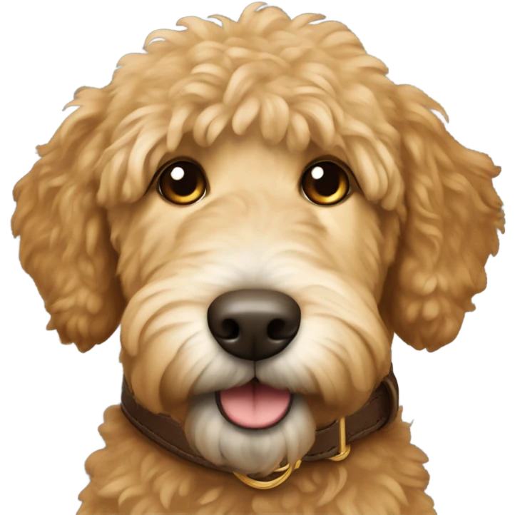 Golden doodle brown leather collar emoji