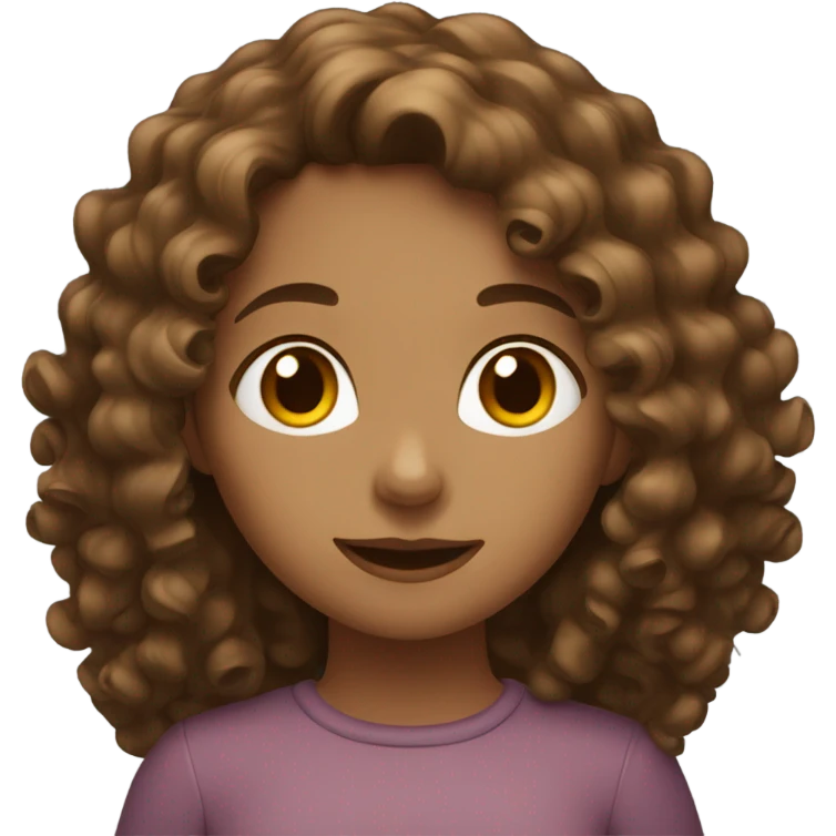 a girl with brown wavy curly hair emoji
