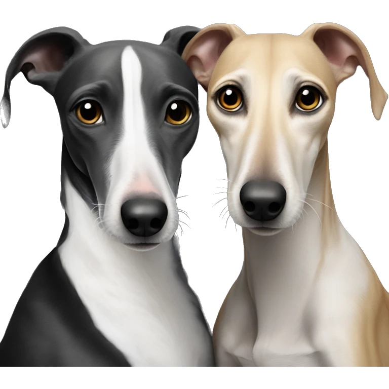 Two aristocrat dog black and white galgo kiss at our old money house  emoji