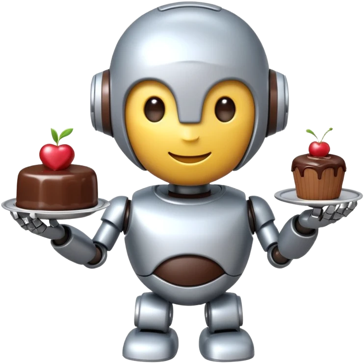 The cute robot is holding dessert in its hands, 3d emoji emoji