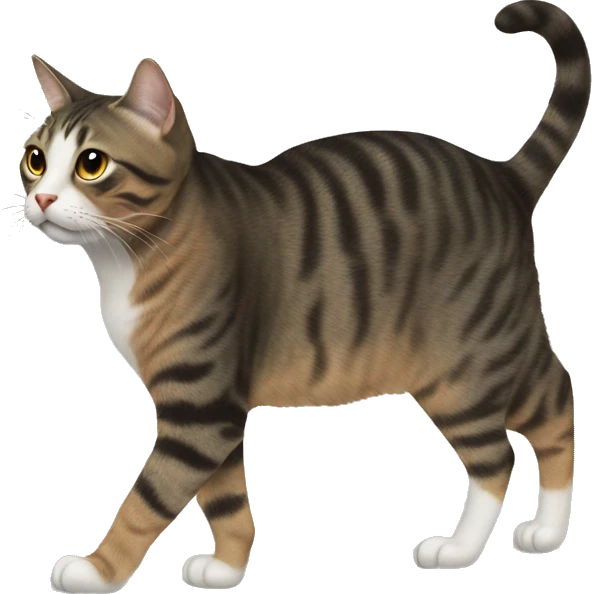 walking cat, full-body, side-profile face, one eye emoji