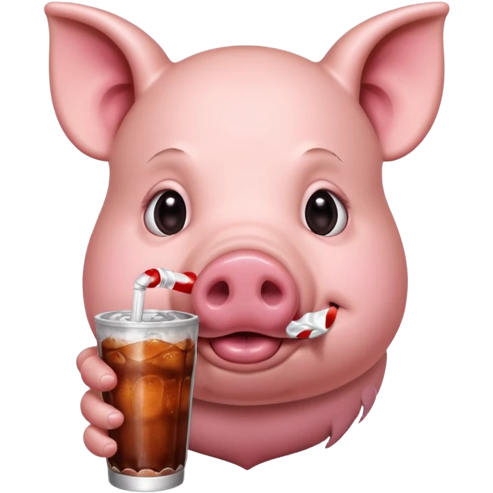 Piggy drink a soda emoji