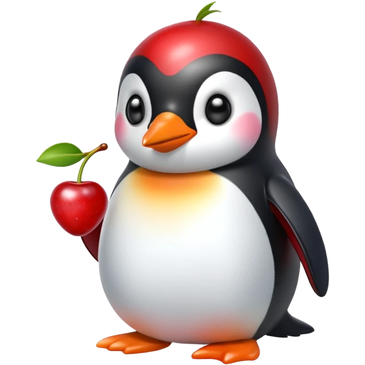 Penguin made of cherries emoji