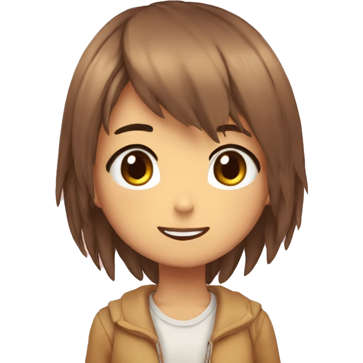 chica anime corazon en mano pelo castaño emoji