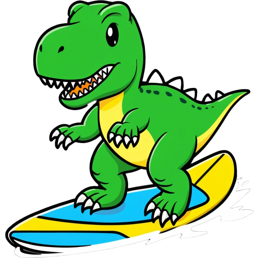 T rex surfing emoji