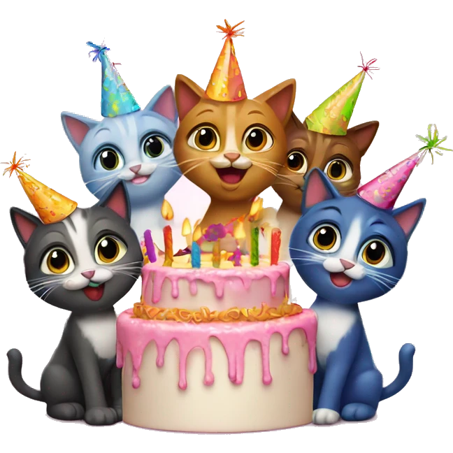 "4" cats celebrating birthdays emoji