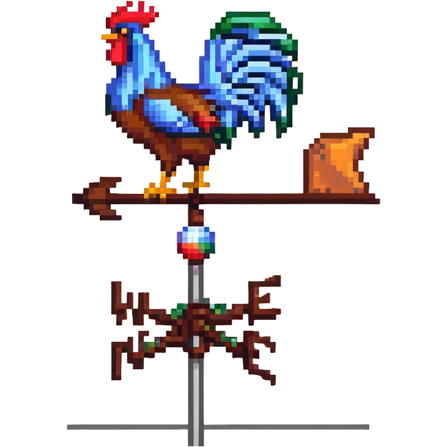 weathervane with rooster in pixel art style emoji