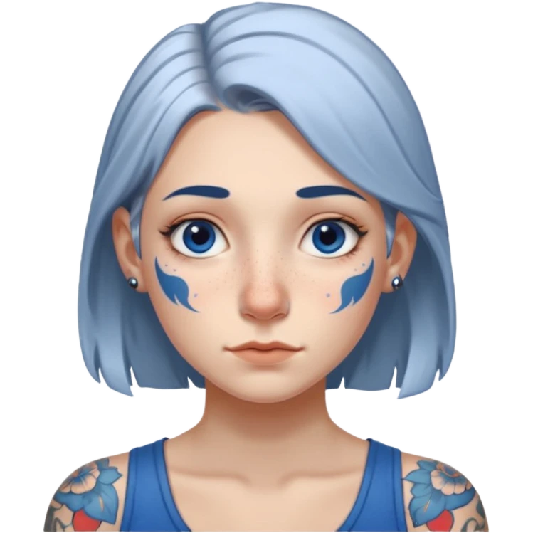 white-gray haired heavy blue tattooed big nose young girl emoji