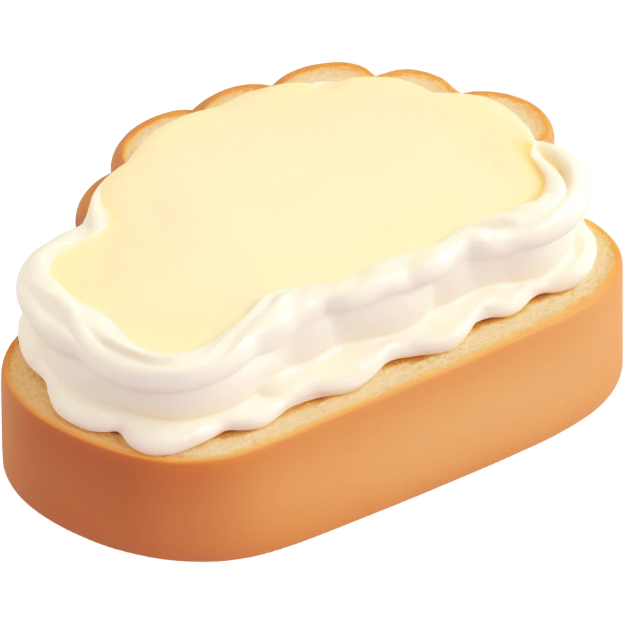 A piece of bread with mayonnaise emoji