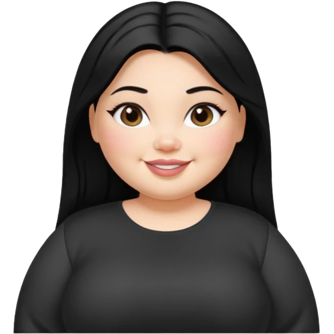 fat pretty bratz girl with black straight hair and white full sleeve emoji