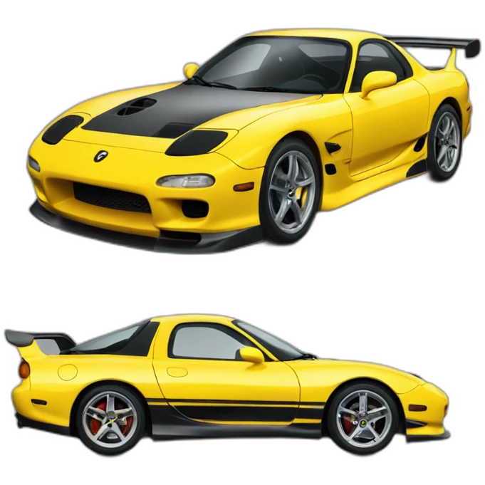 yellow rx-7 fd3s sportscar emoji