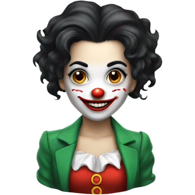 Joker Clown girl, black hair emoji