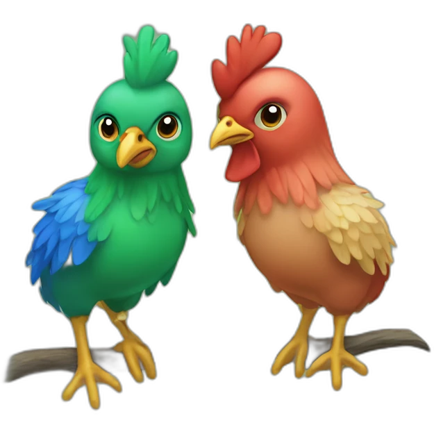 red Green Blue chicken fledglings emoji