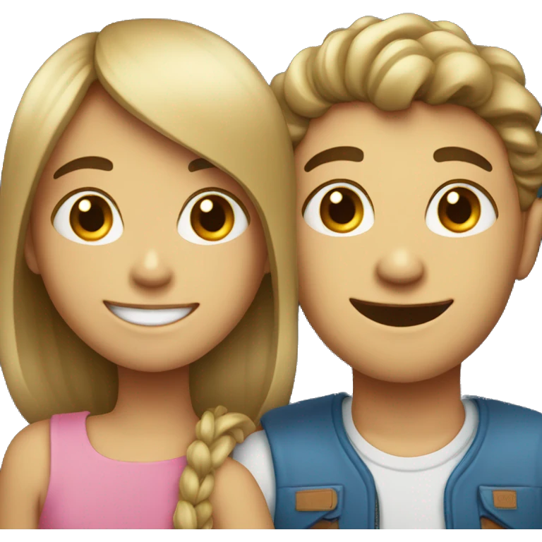smiling girl with boy emoji