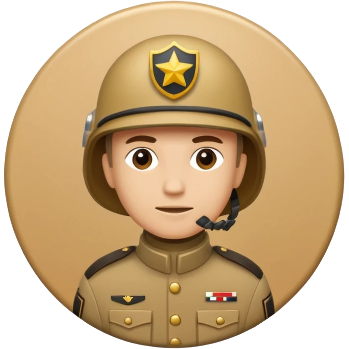 circular achievement style badge for a gr general featuring a soldier with the letters GR on their helmet emoji