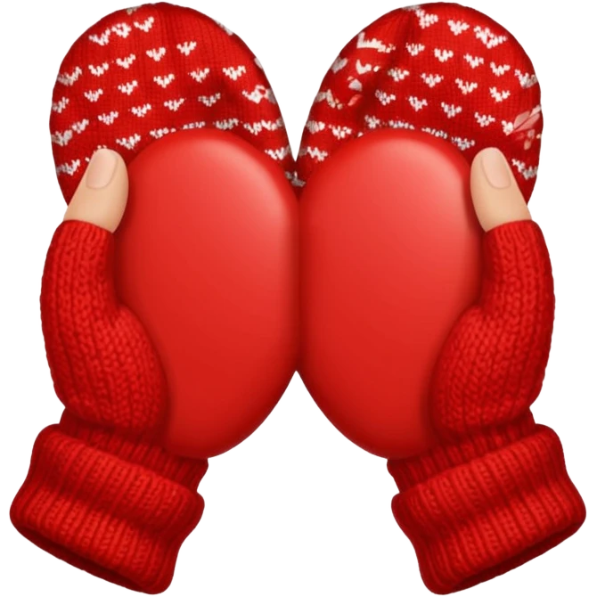 hands in mittens make a heart emoji