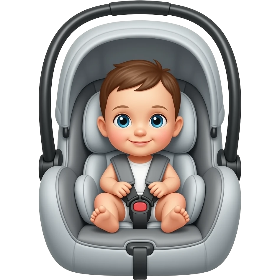 Infant car seat with black baby emoji