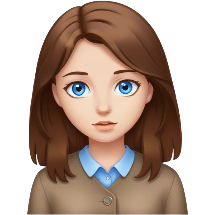 Girl with brown hair blue eyes emoji
