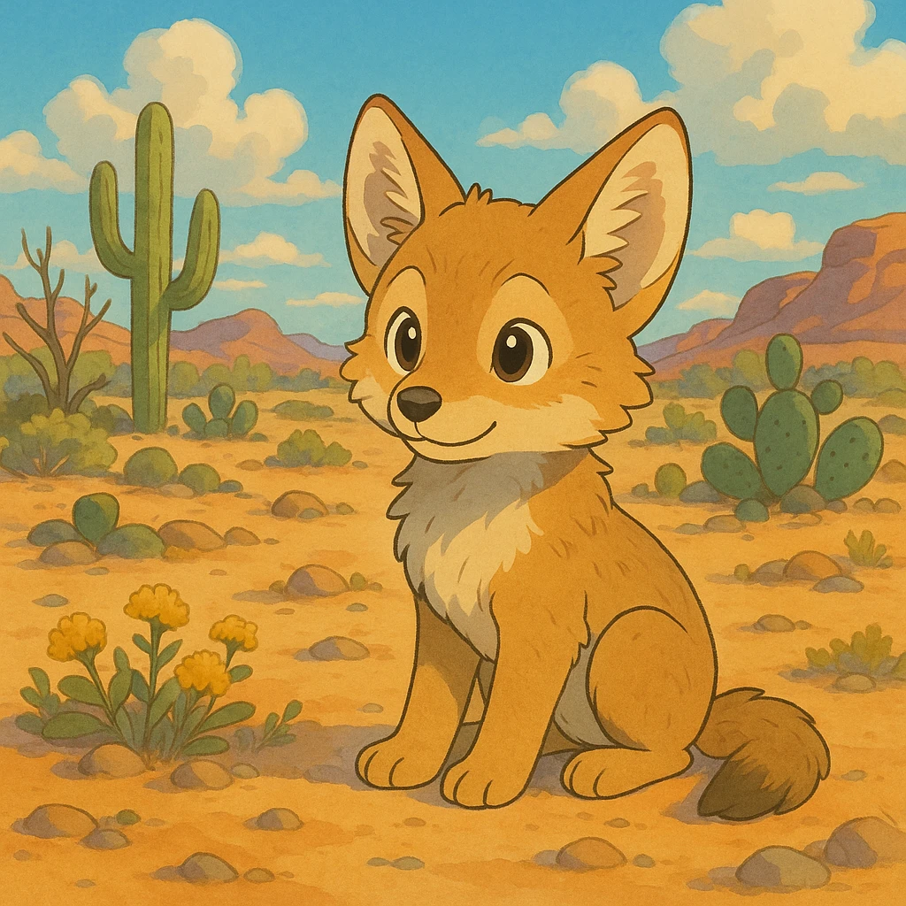cute coyote pup in the sonoran desert emoji